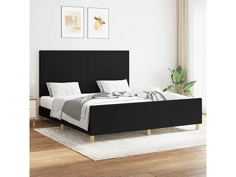 Bedframe met hoofdbord stof zwart 160x200 cm NL78649