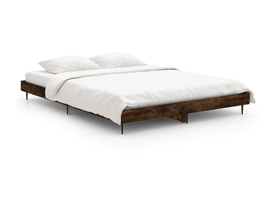 Cama 140x190 cm derivados de madeira carvalho fumado PT496024