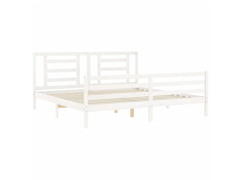 Cama Super King Size c/ cabeceira madeira branco PT474350