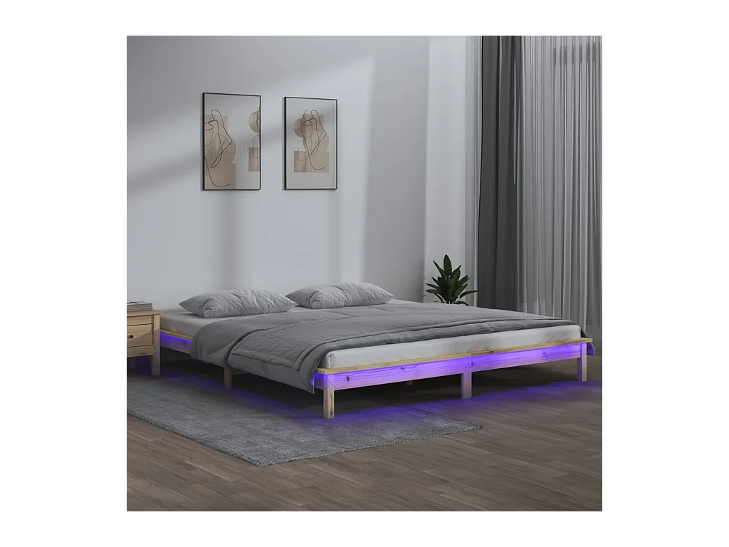Lit-150x200 cm à LED très grand bois massif EGGB89523