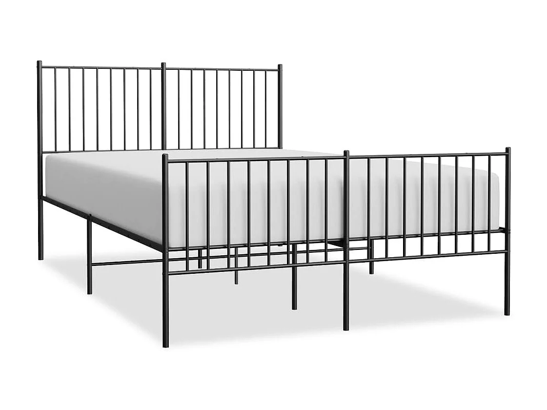 Lit-140x190 cm métal avec tête de lit/pied de lit noir EGGB94140