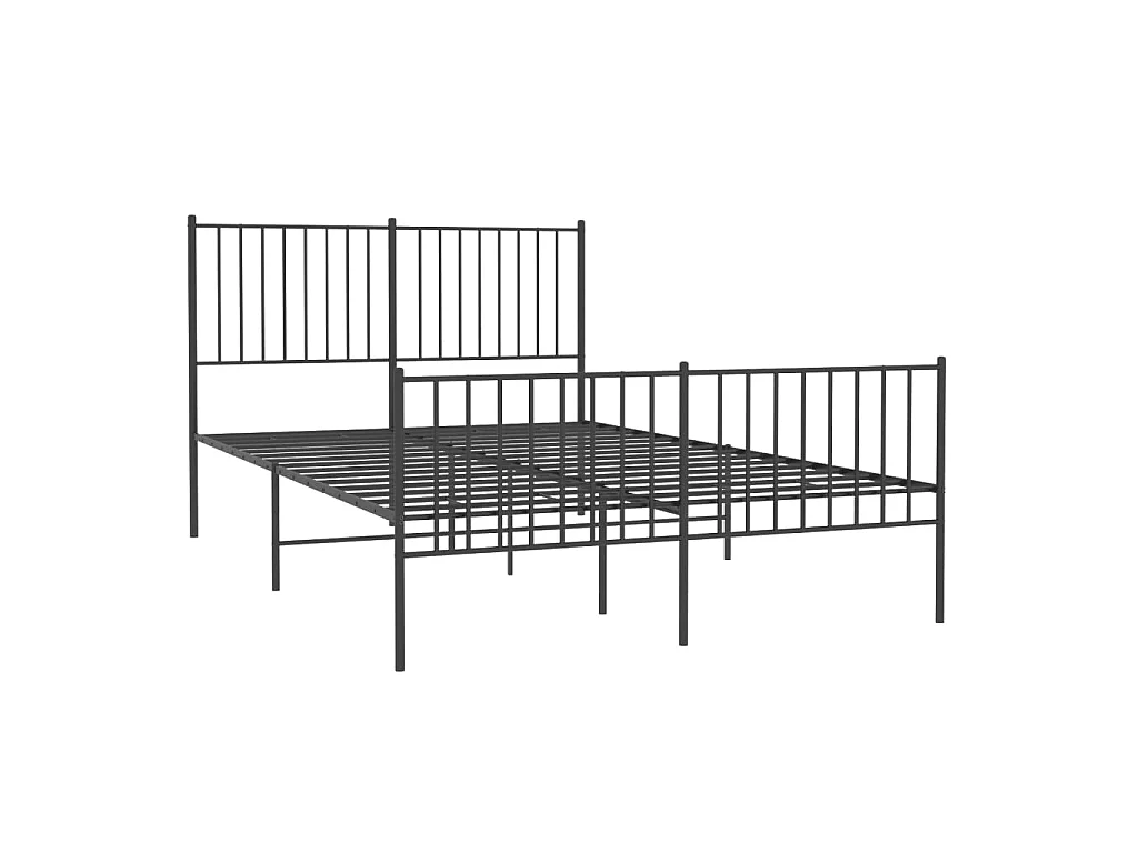 Lit-140x190 cm métal avec tête de lit/pied de lit noir EGGB94140
