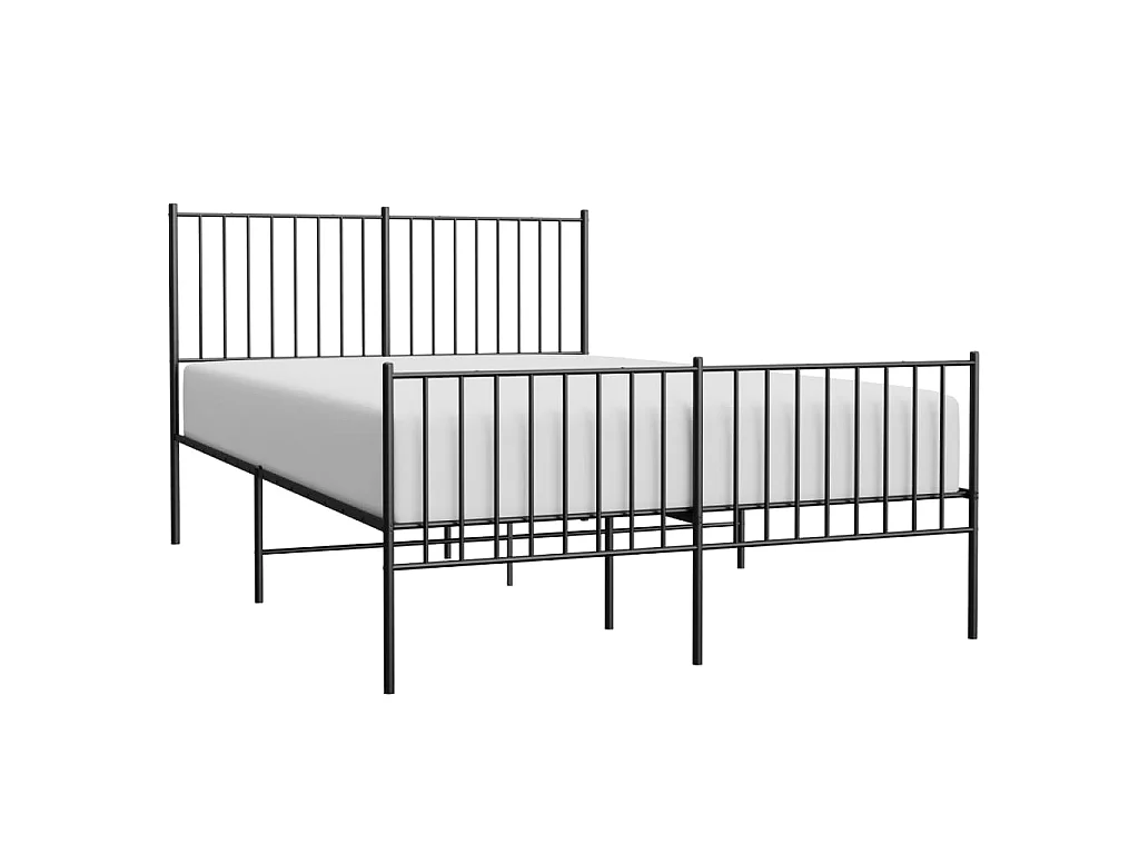 Lit-140x190 cm métal avec tête de lit/pied de lit noir EGGB94140