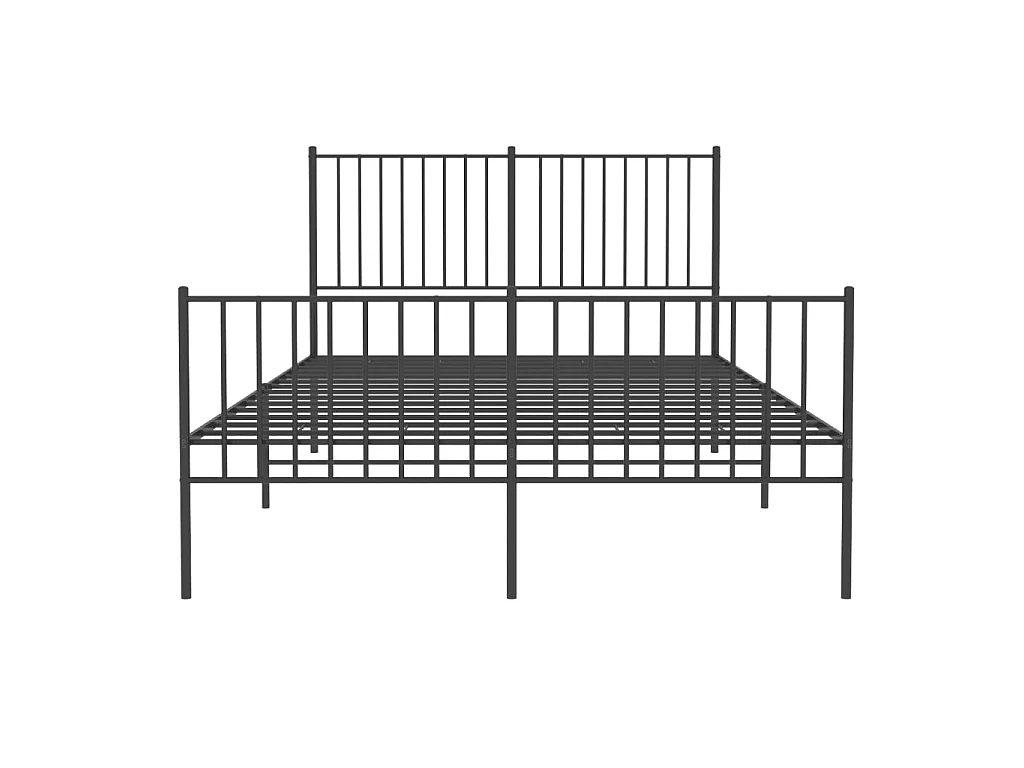 Lit-140x190 cm métal avec tête de lit/pied de lit noir EGGB94140