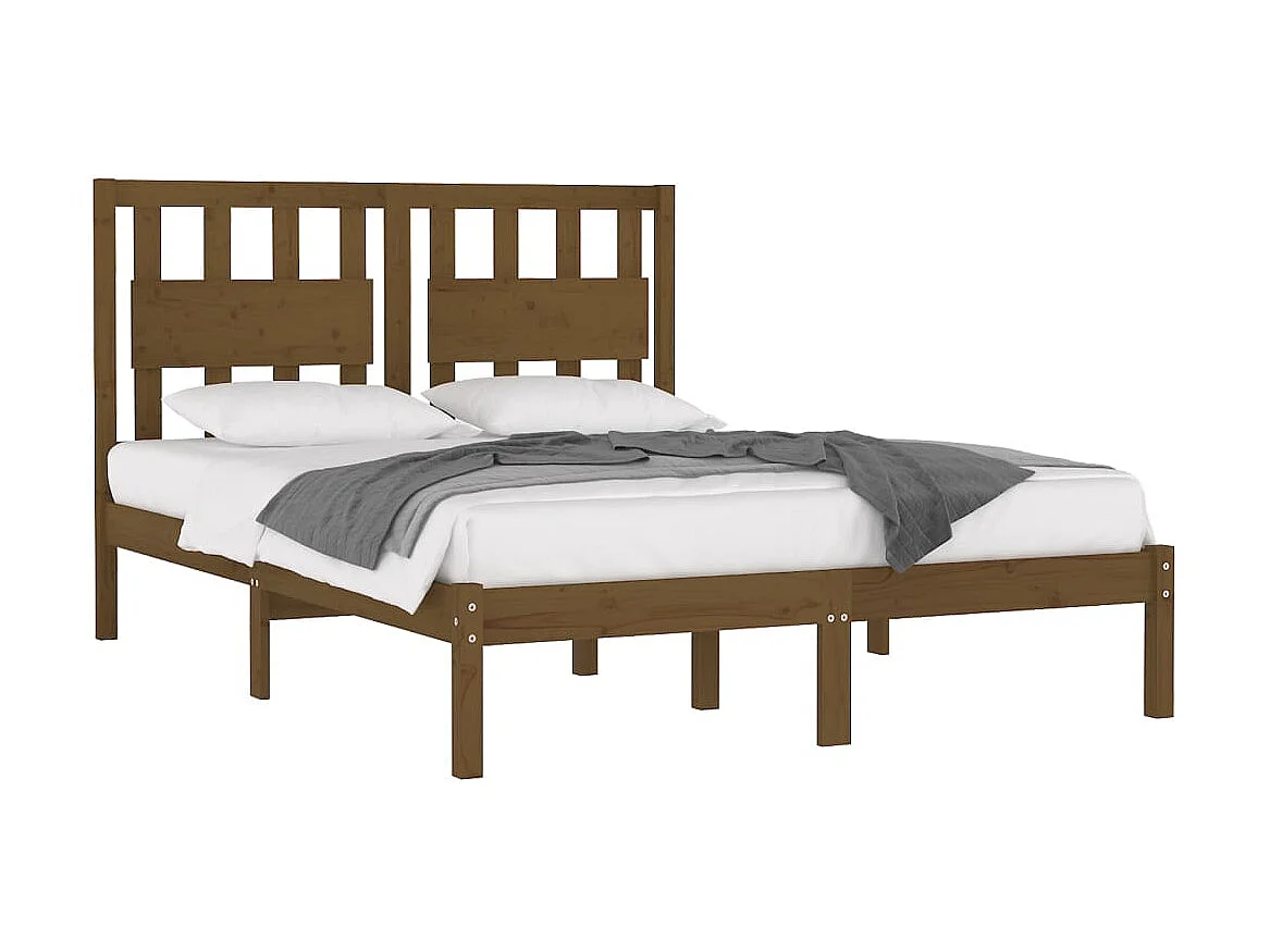 Lit-200x200 cm Marron miel Bois de pin massif EGGB94698