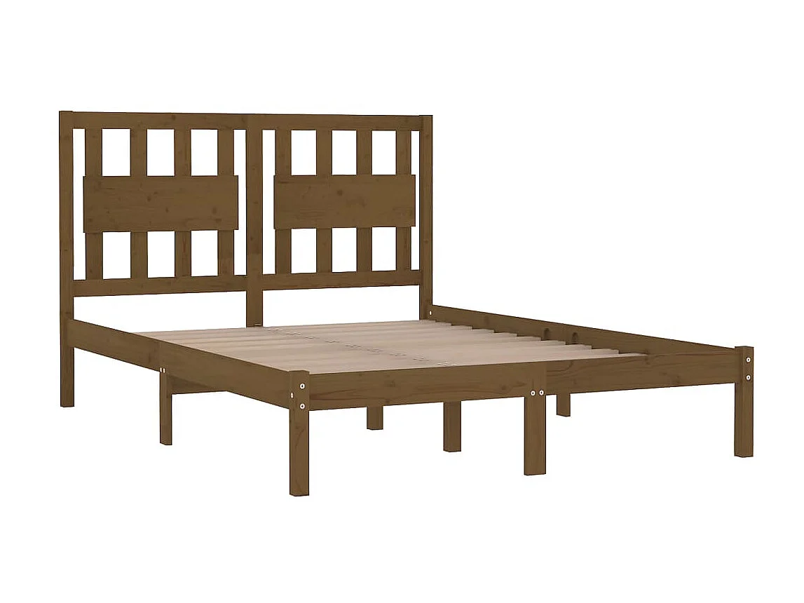 Lit-200x200 cm Marron miel Bois de pin massif EGGB94698