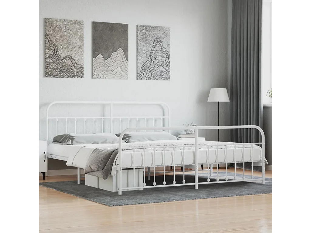 Bedframe met hoofd- en voeteneinde metaal wit 200x200 cm NL75046