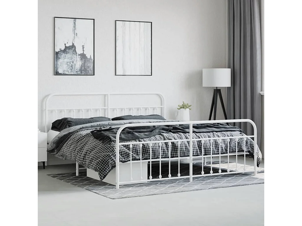 Bedframe met hoofd- en voeteneinde metaal wit 200x200 cm NL75046