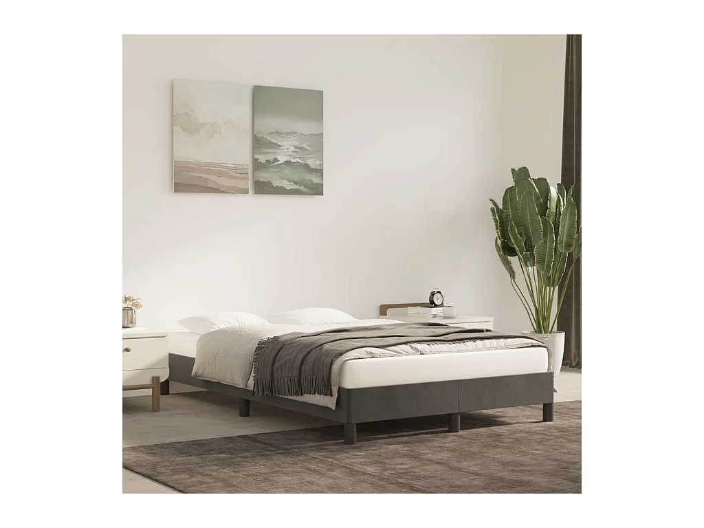 Lit-120x200 cm Gris foncé Velours EGGB47914