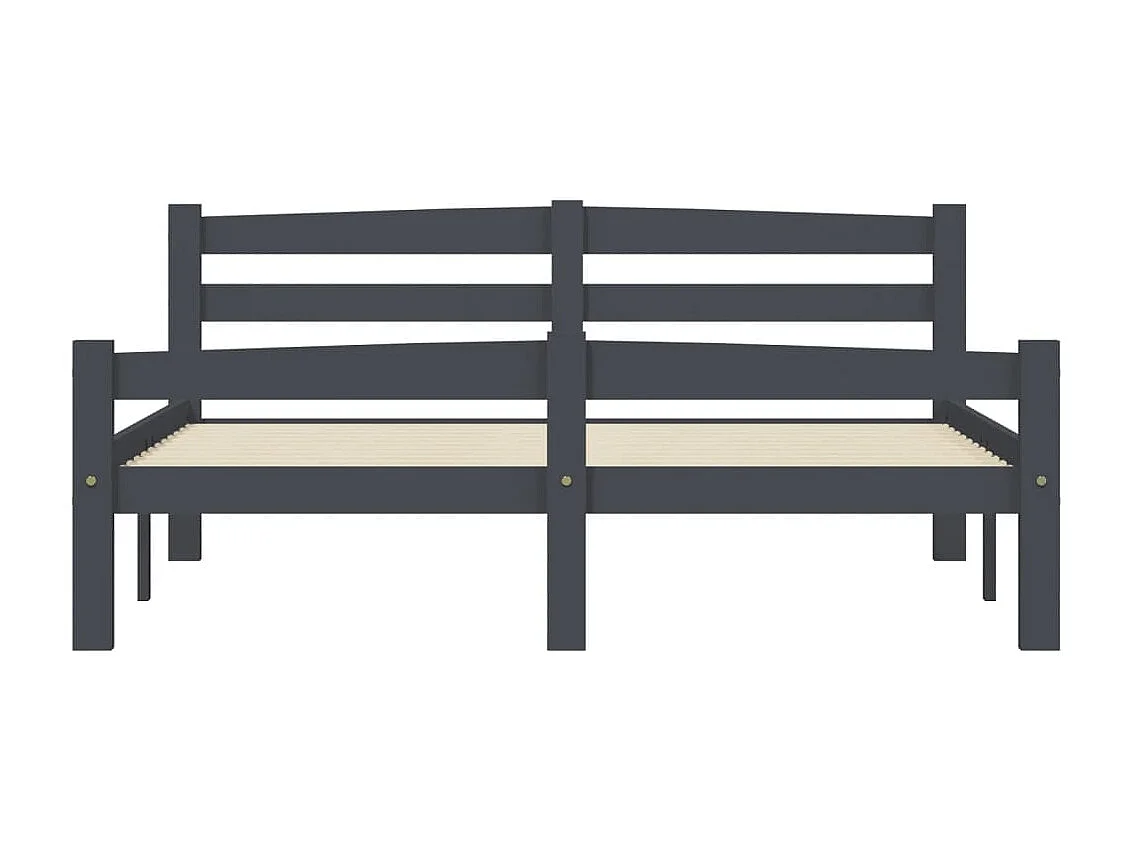Cama 140x200 cm madera maciza pino gris oscuro ES38505