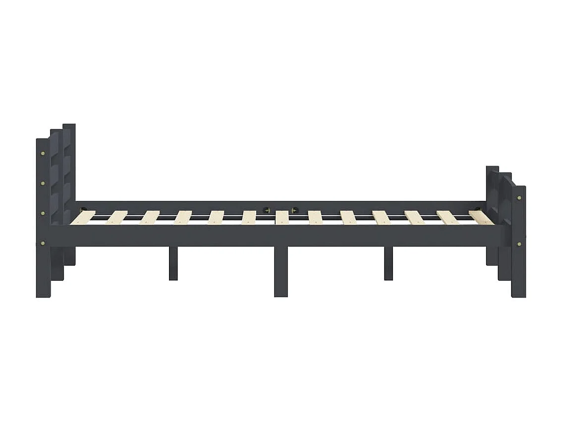 Cama 140x200 cm madera maciza pino gris oscuro ES38505