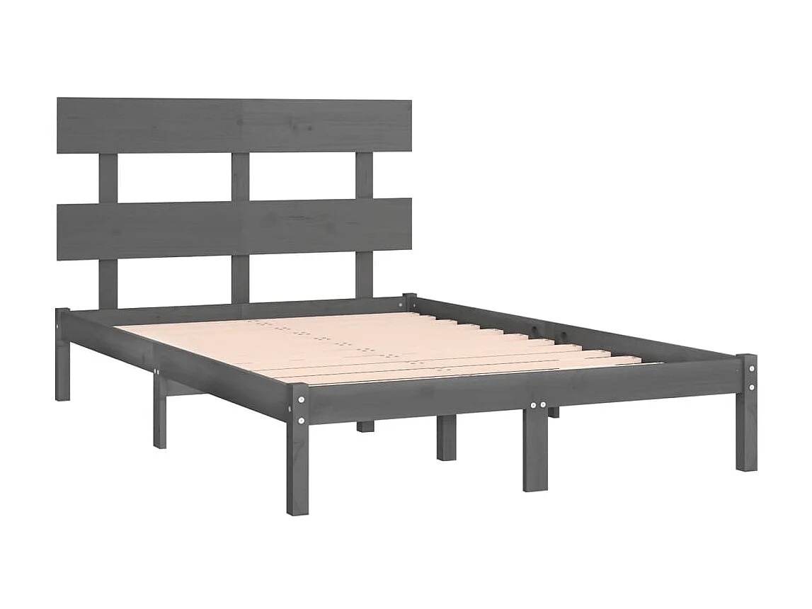 Cama 200x200 cm de madera maciza de pino gris ES45598