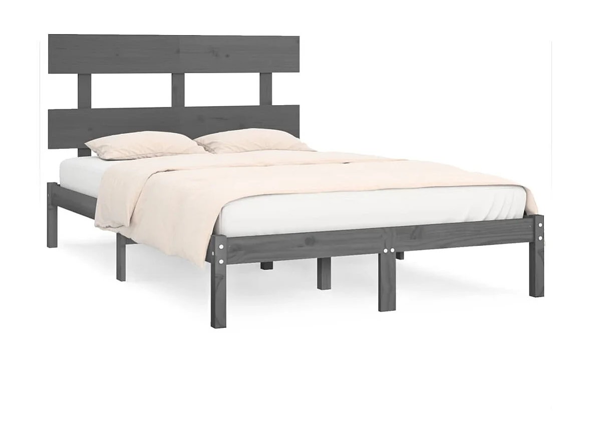 Lit-200x200 cm Gris Bois massif EGGB98644