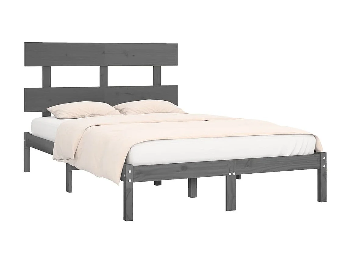 Lit-200x200 cm Gris Bois massif EGGB98644
