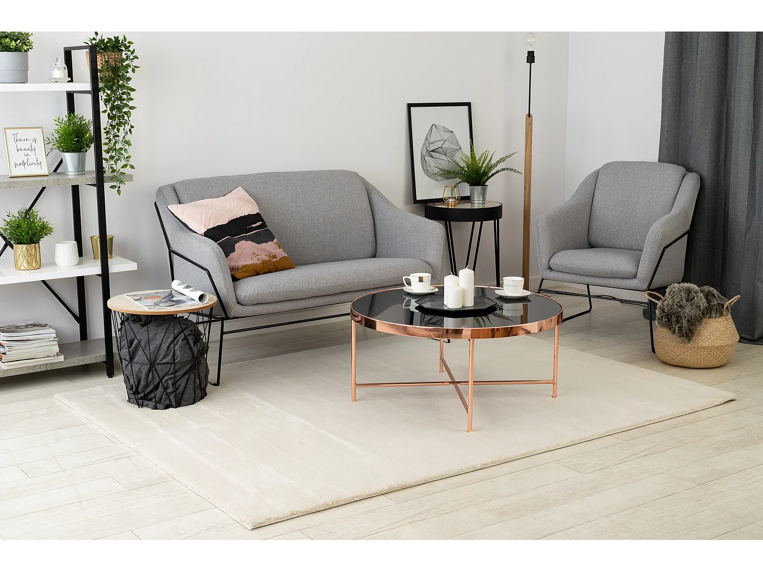 Tapis BUNNY beige IMITATION DE FOURRURE DE LAPIN 80x150 cm