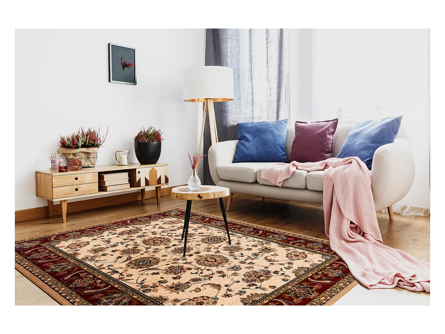 Tapis en laine POLONIA TARI rubis léger 135x200 cm