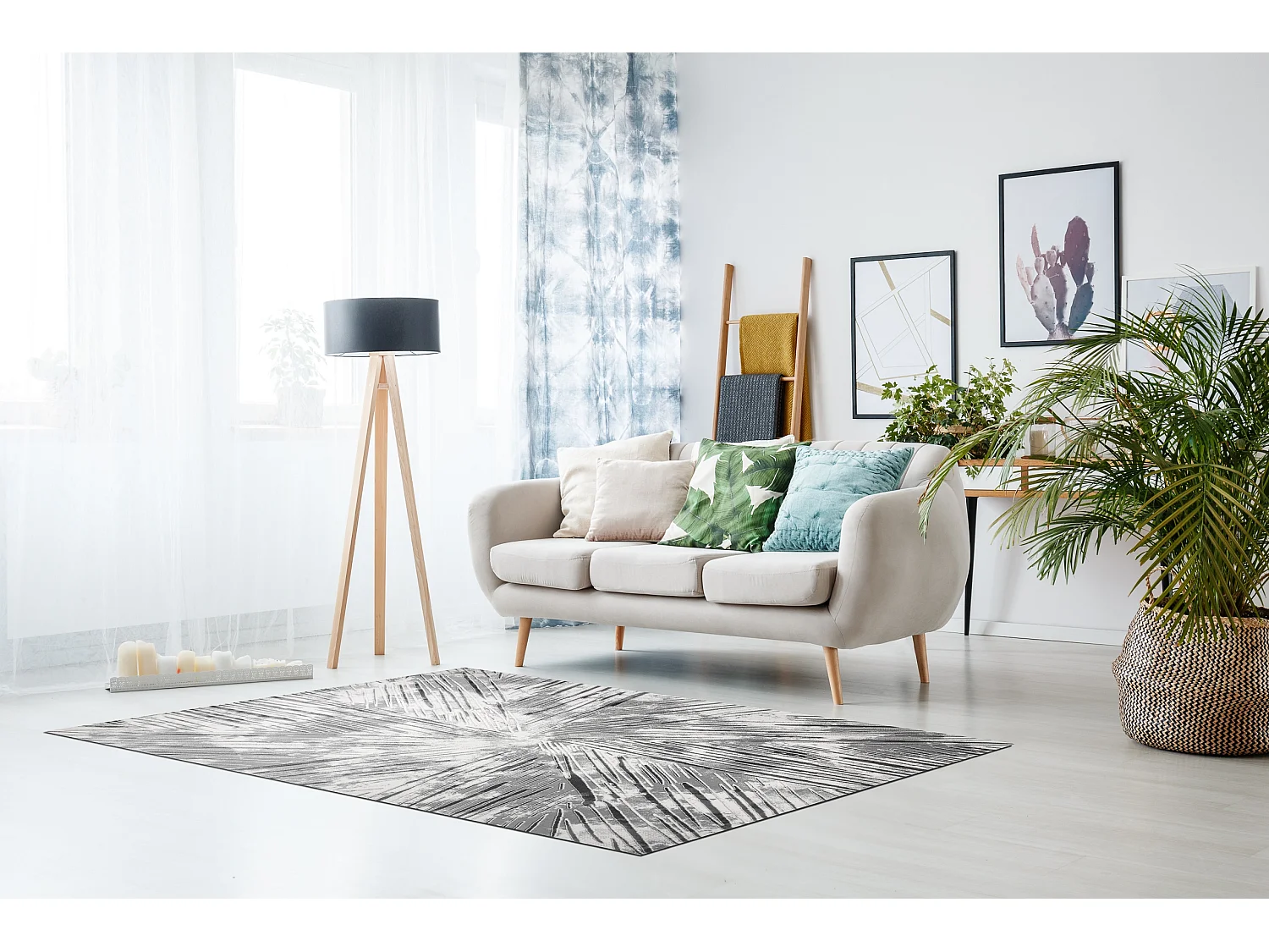 Tapijt ACRYL VALS 0W1733 C53 47 Abstractie ruimtelijk 3D ster ivoor /  160x230 cm