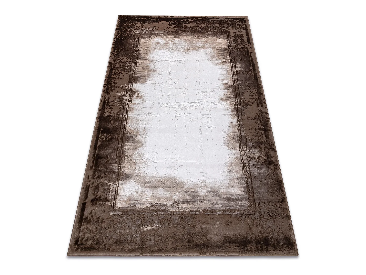 Tapijt ACRYL VALENCIA 036 KADER, gewreven , vintage ivoor / bruin 120x180 cm