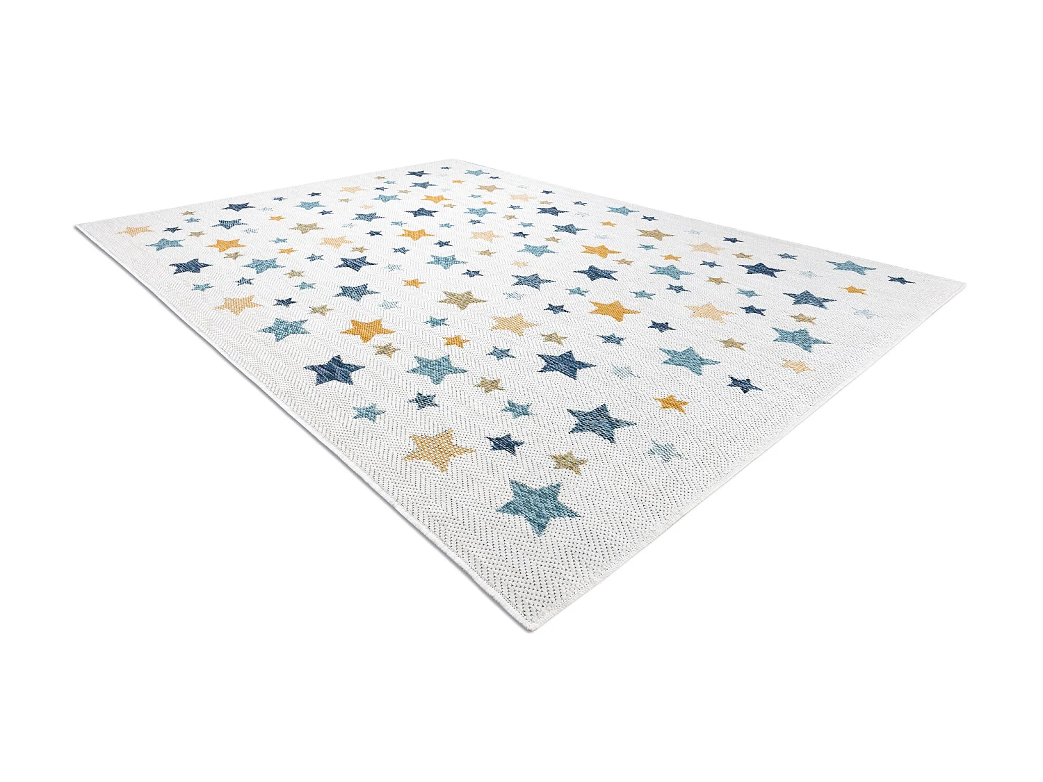 Tapis SIZAL COOPER Étoiles 22260 écru / bleu foncé 80x150 cm