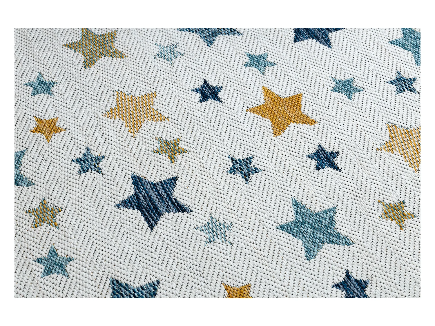 Tapis SIZAL COOPER Étoiles 22260 écru / bleu foncé 80x150 cm
