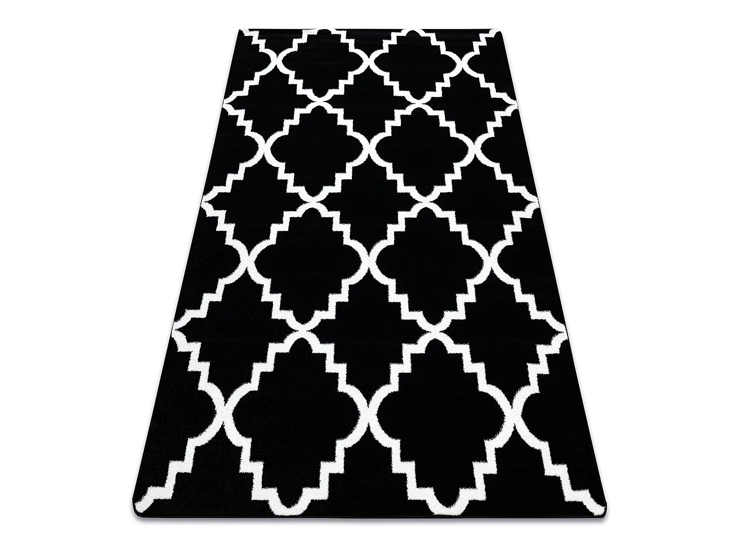 Tapijt SKETCH - F343 zwart /wit klaver Marokkaanse , trellis 200x290 cm