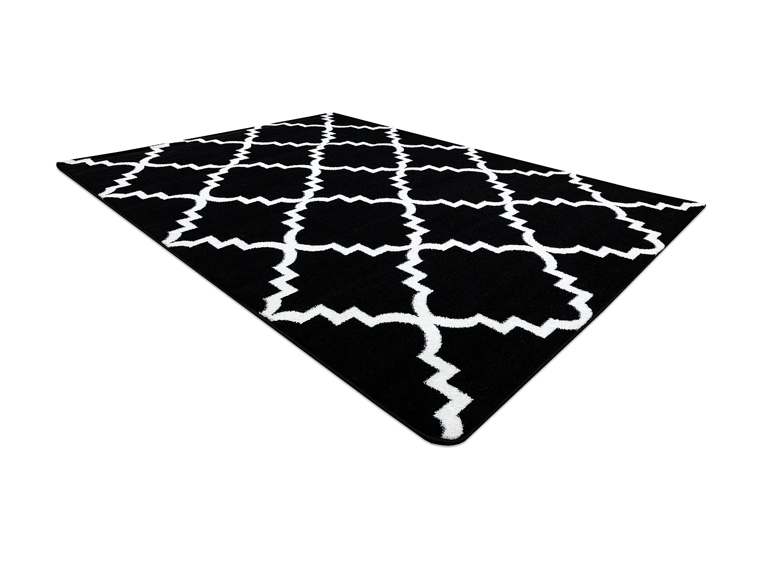 Tapijt SKETCH - F343 zwart /wit klaver Marokkaanse , trellis 200x290 cm
