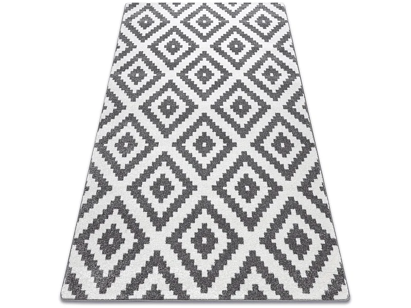 Tapis SKETCH - F998 crème et gris - Carreaux Ruta 80x150 cm