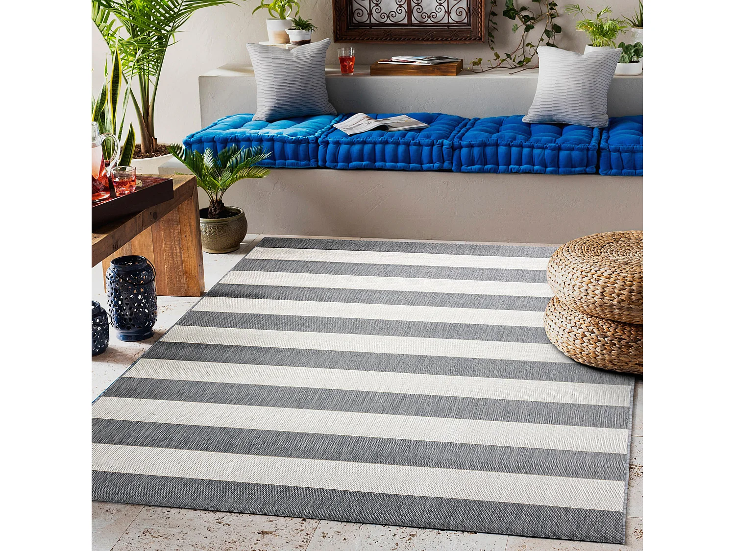 Tapis EN CORDE SIZAL FLAT 48644/637 RAYURES 160x230 cm