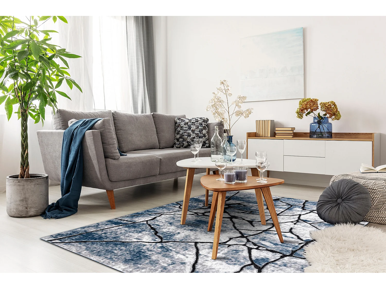 Modern Teppich COZY 8873 Cracks, gerissener Beton- Strukturell zwei Eb 140x190 cm