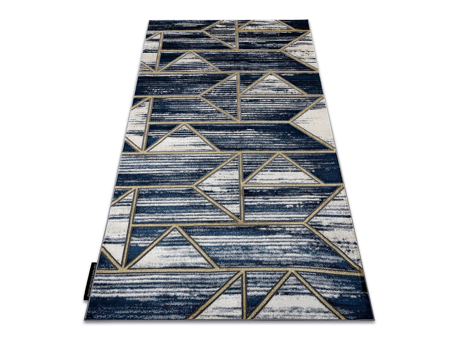 Tapis DE LUXE moderne 462 Géométrique - Structural bleu foncé / or 140x190 cm