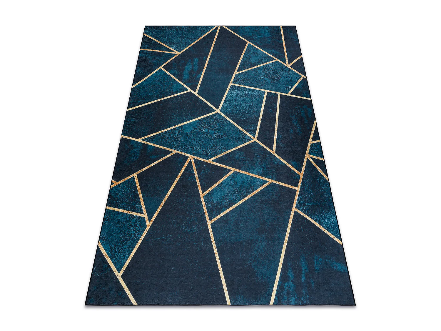 Tapis lavable ANDRE 1173 mosaïque, géométrique antidérapant - turq 80x150 cm
