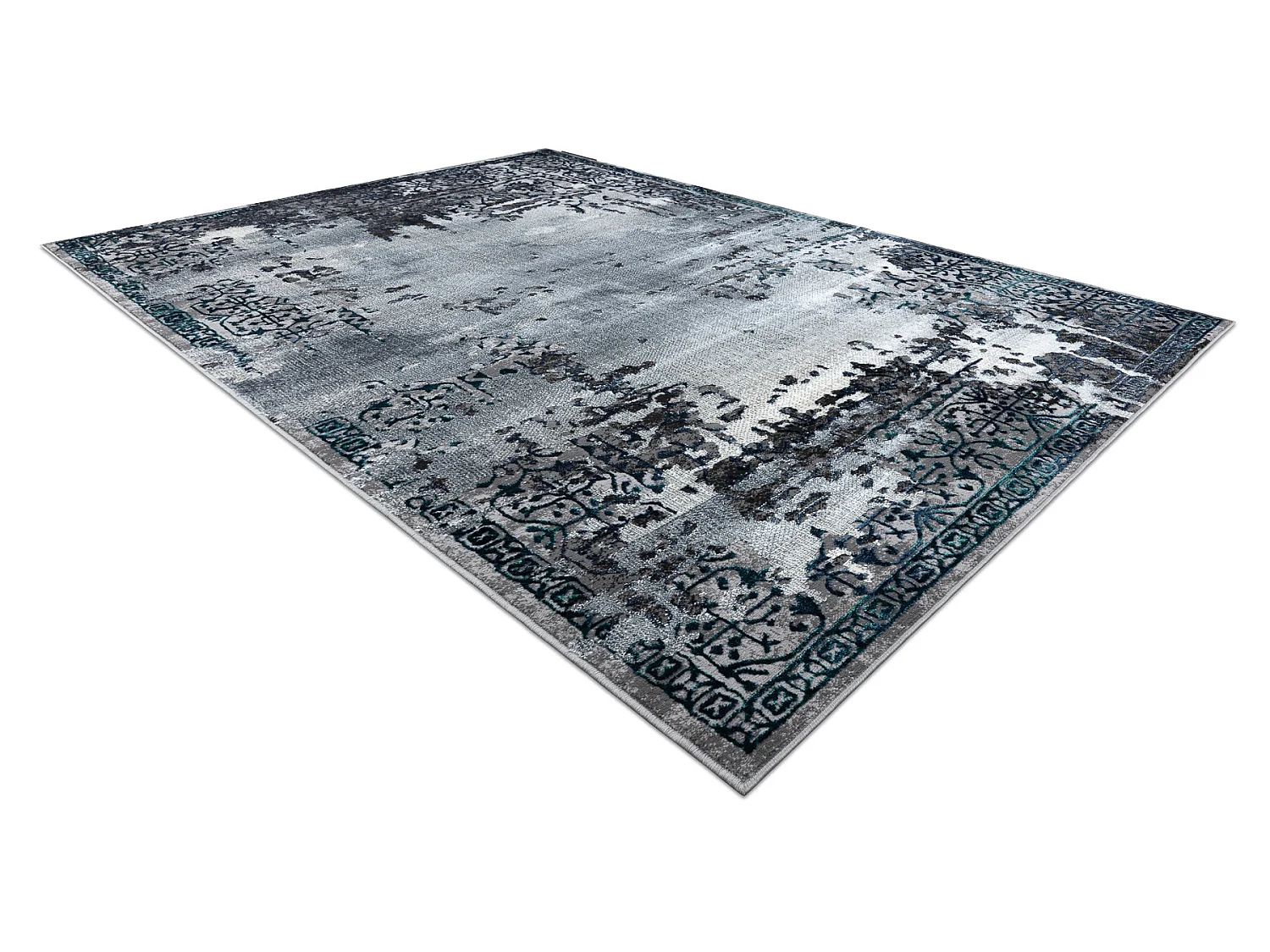 Tapijt DE LUXE modern 2078 Ornament vintage gewreven - Structureel gri 120x170 cm