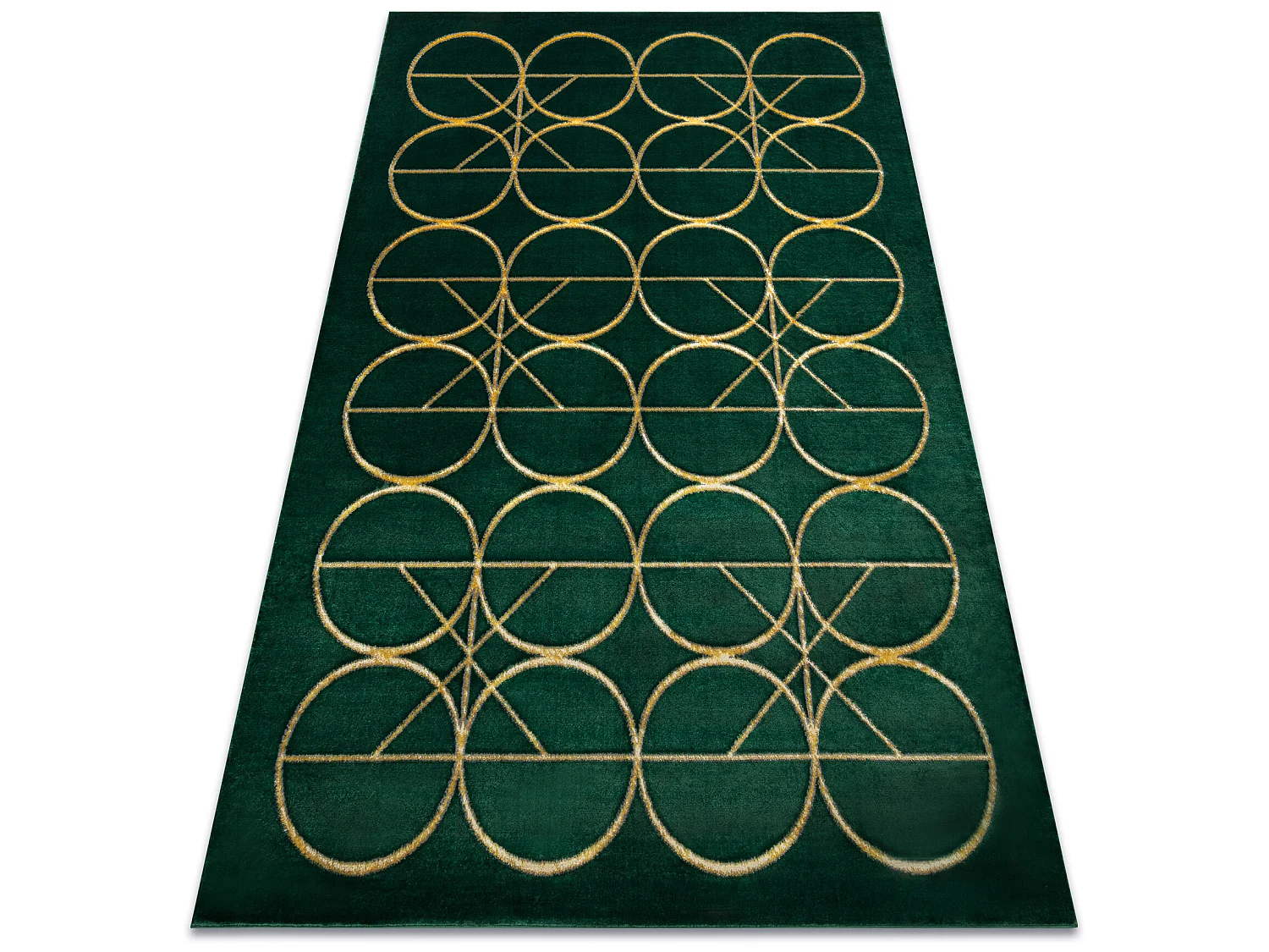 Tapijt EMERALD exclusief 1010 glamour, stijlvol cirkels fles groen / g 80x150 cm