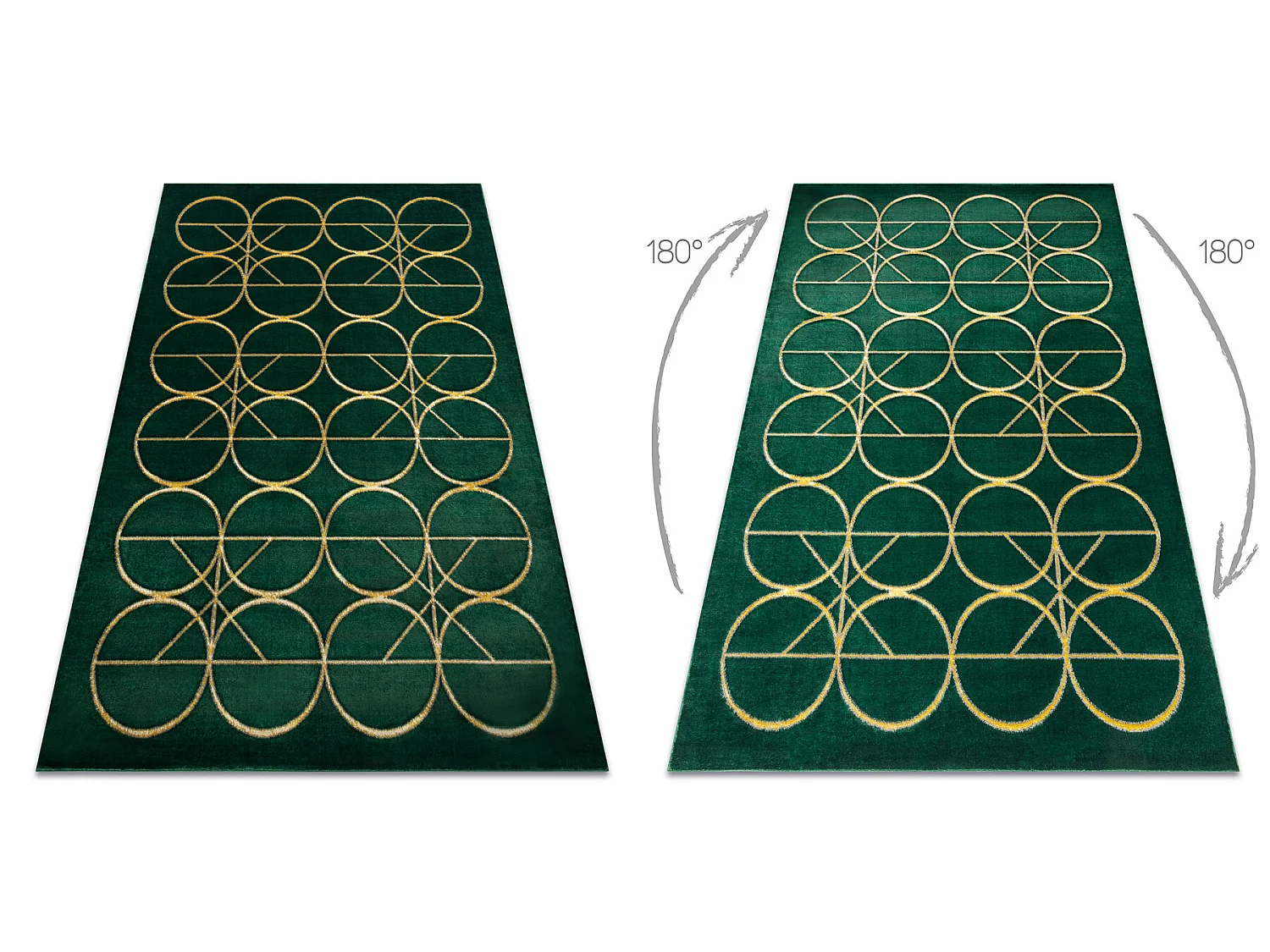 Tapijt EMERALD exclusief 1010 glamour, stijlvol cirkels fles groen / g 80x150 cm