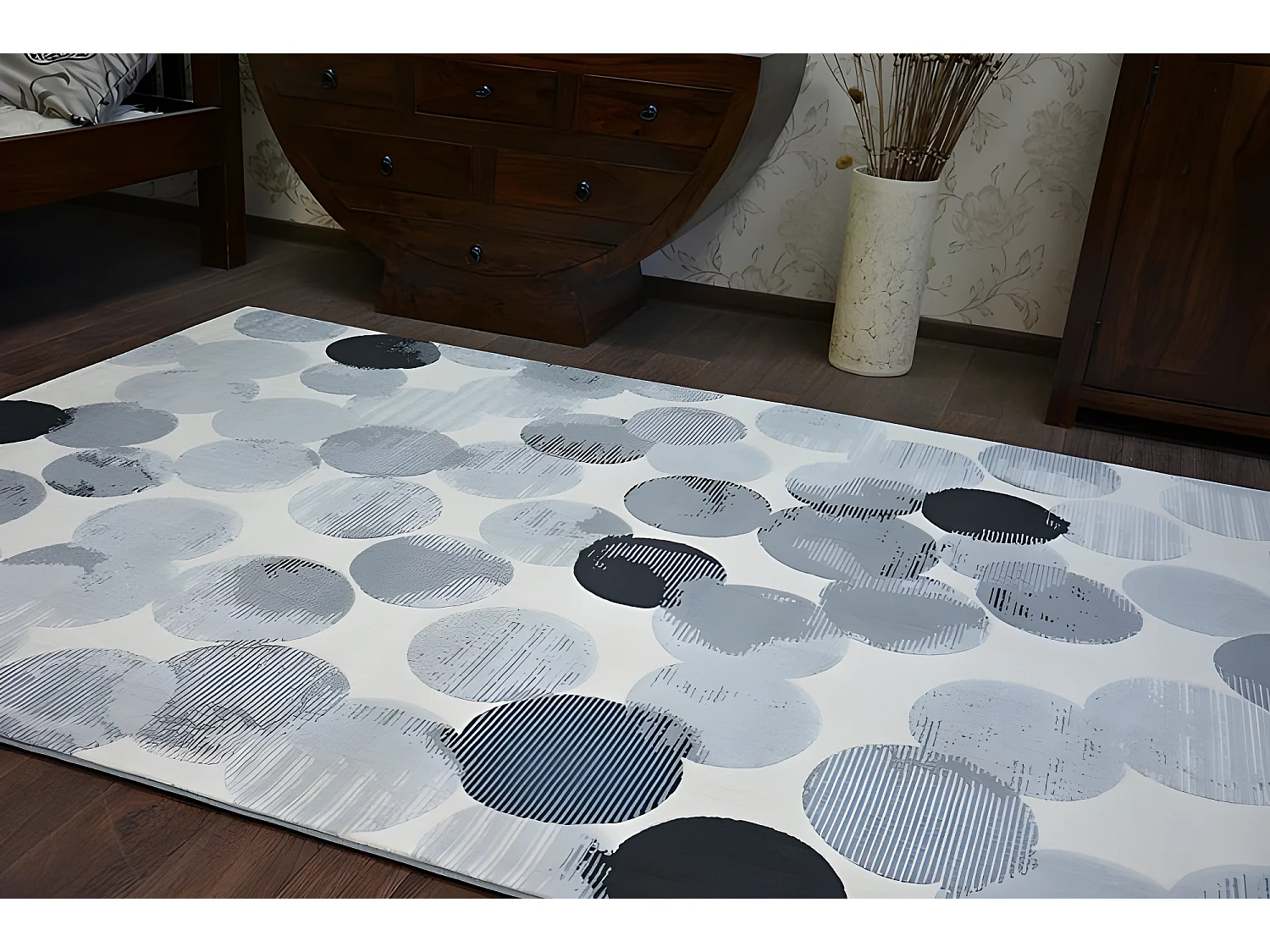 Tapis SCANDI 18461/752 - CERCLES crème gris noir 160x230 cm