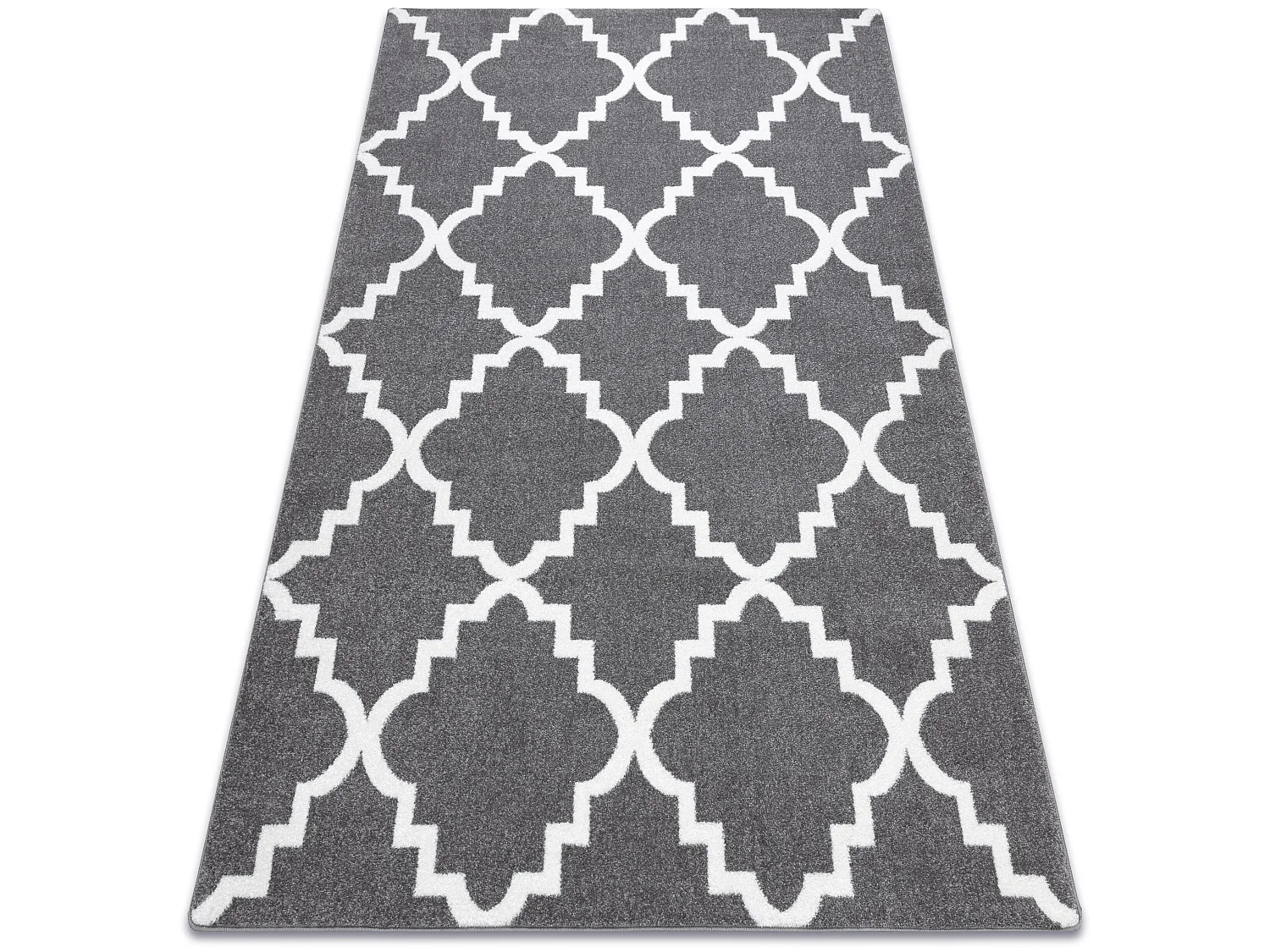 Tapis SKETCH - F343 gris et blanc trèfle marocain trellis 140x190 cm