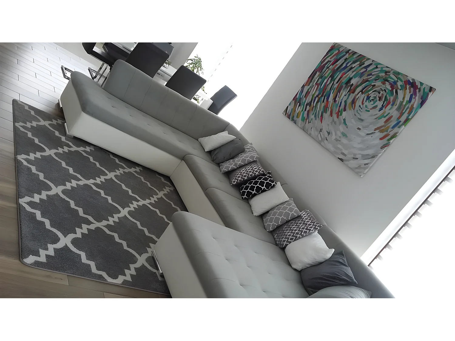 Tapis SKETCH - F343 gris et blanc trèfle marocain trellis 140x190 cm