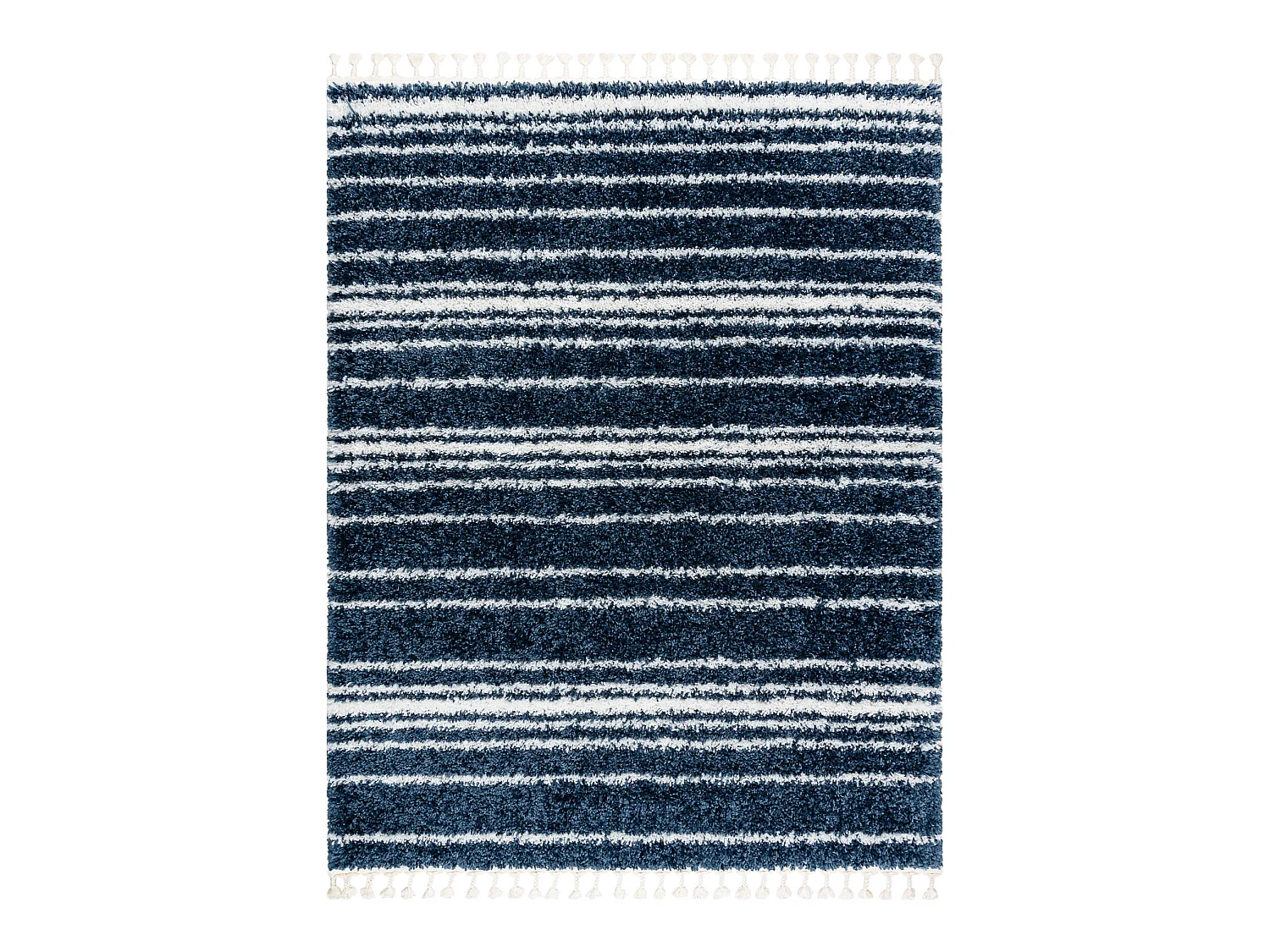 Teppich UNION 4080 Streifen blau / sahne Franse berber marokkanisch sh 200x290 cm
