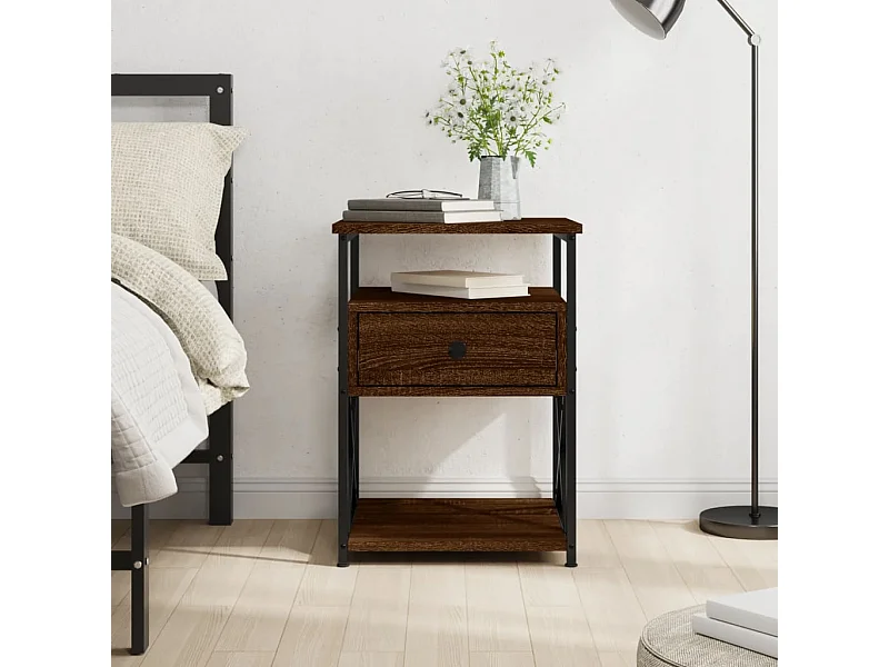 Table de chevet chêne marron 40x42x55 cm bois d'ingénierie QPD90772