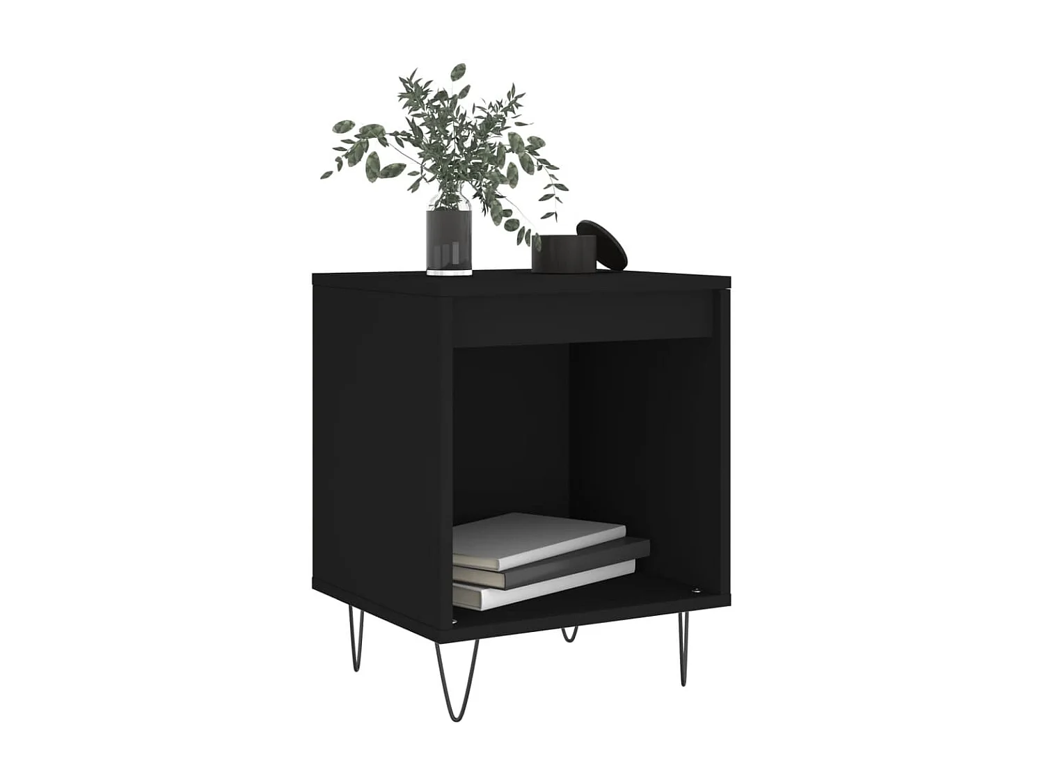 Nachtkastje 40x35x50 cm bewerkt hout zwart NL67560