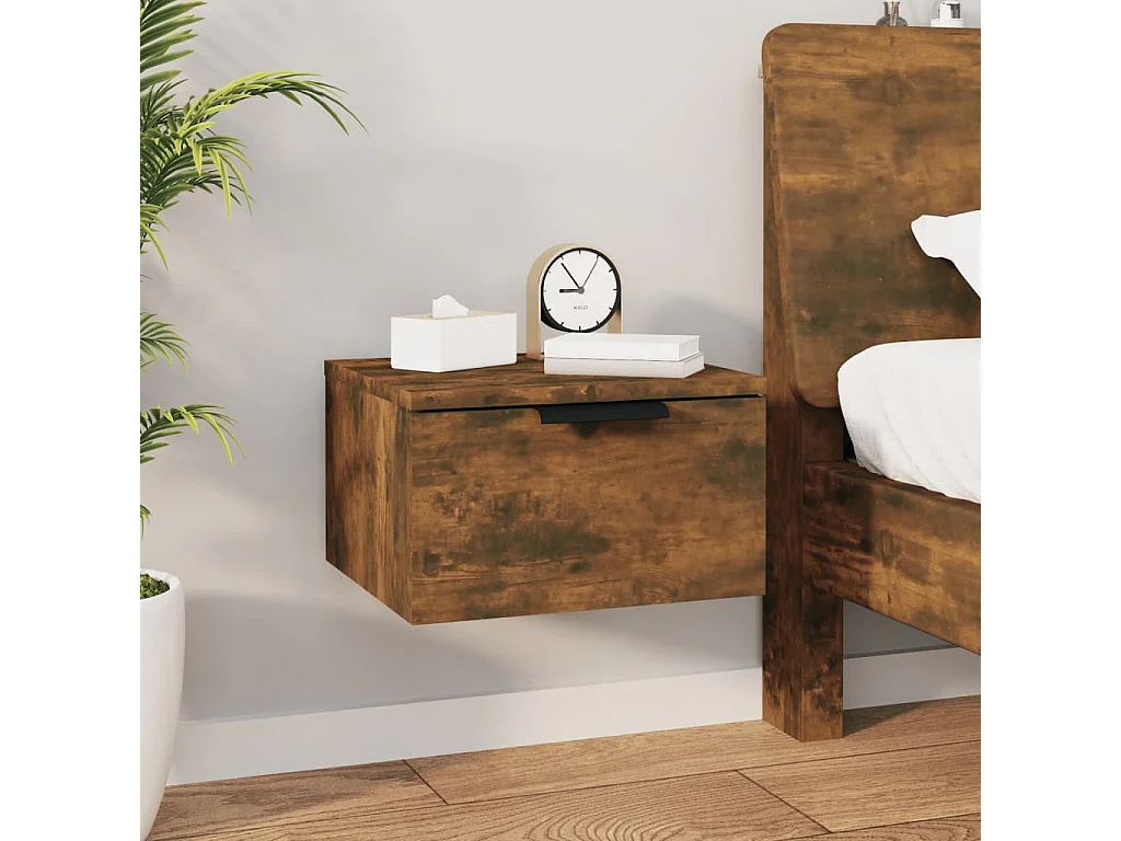 Table de chevet murale Chêne fumé 34x30x20 cm QPD91253