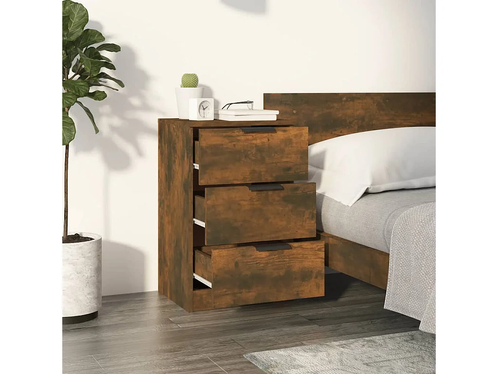 Mesa de cabeceira 40x36x65 cm cor carvalho fumado PT23134