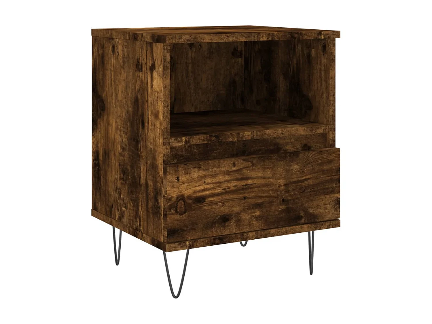 Table de chevet chêne fumé 40x35x50 cm bois d'ingénierie QPD23213