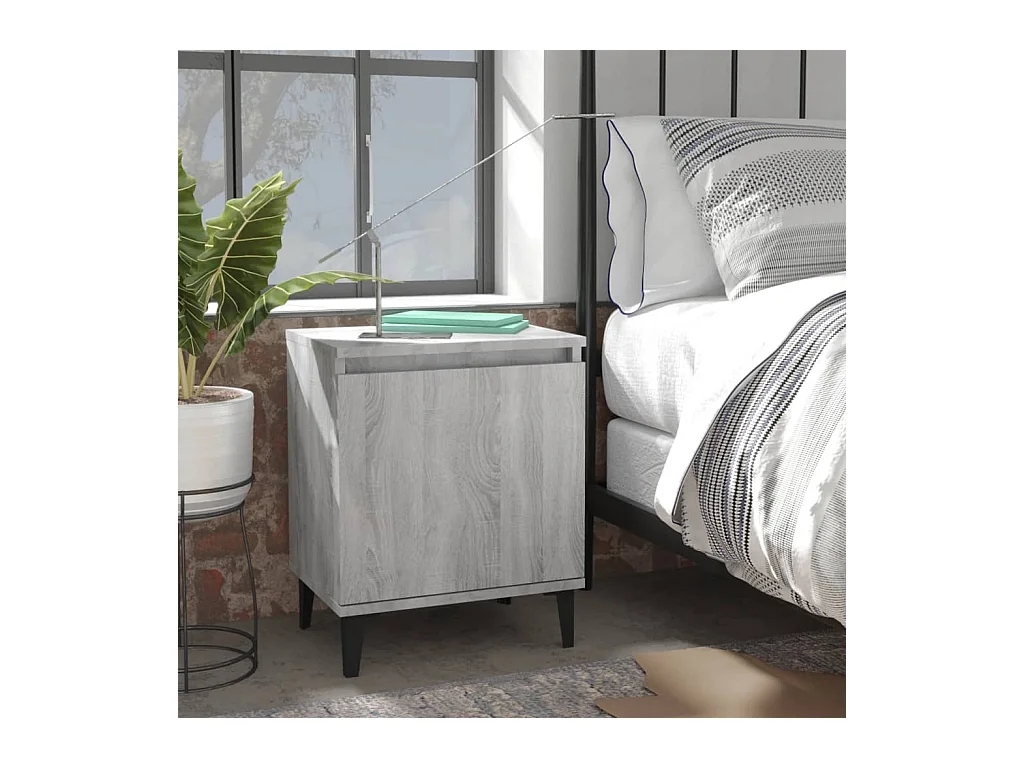 Table de chevet avec pieds en métal Sonoma gris 40x30x50 cm KEFWE86576