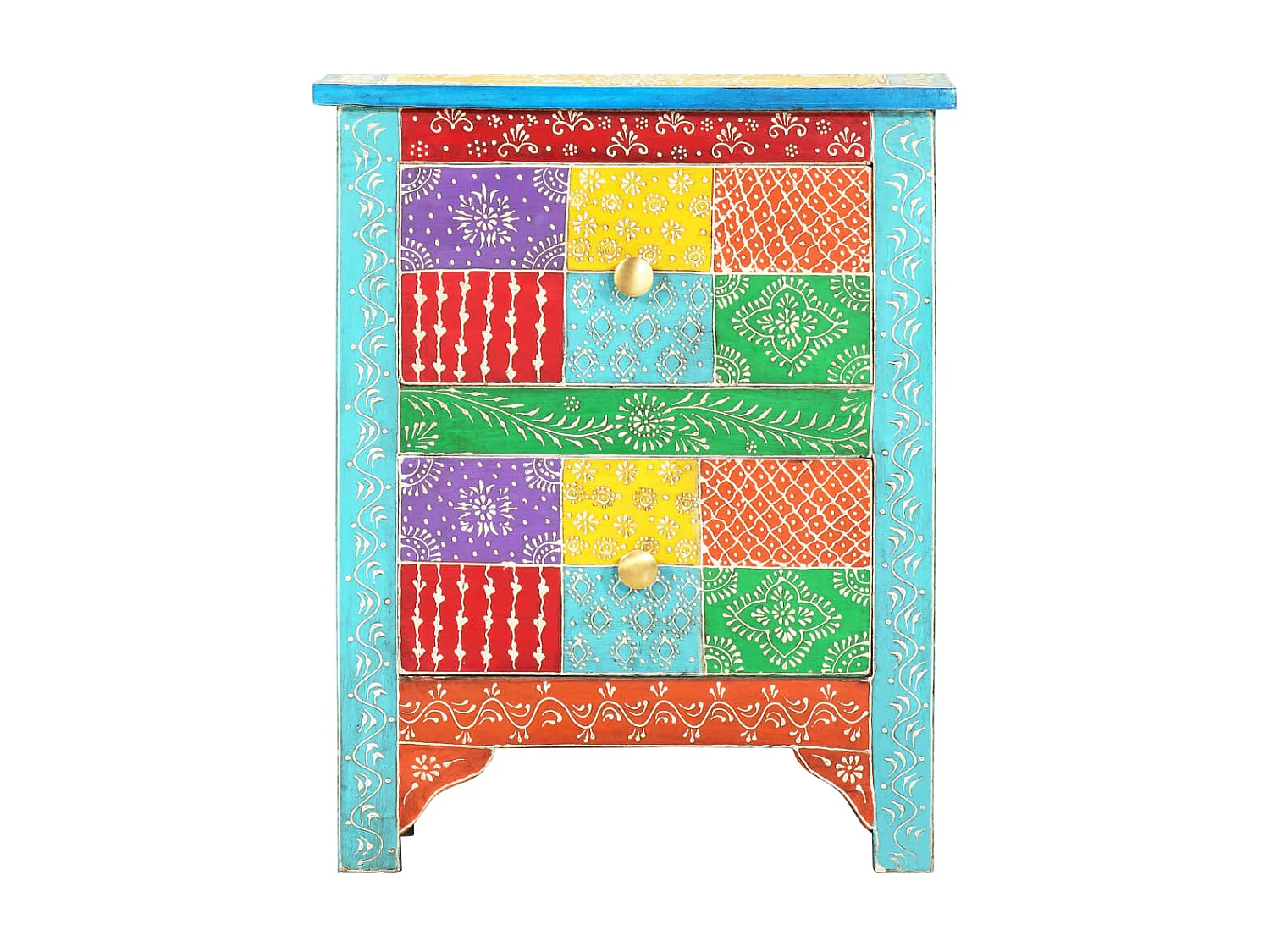 Nachtkastje handgeschilderd 40x30x50 cm massief mangohout NL20349