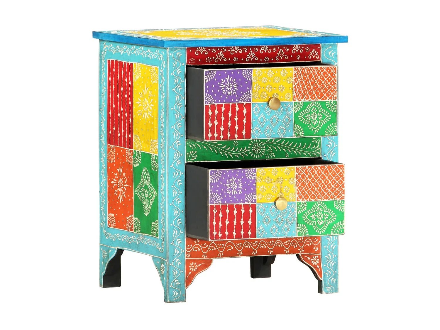 Mesa de cabeceira pintada à mão 40x30x50 cm mangueira maciça PT10497