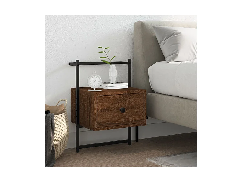 Mesa cabeceira parede 35x30x51 deriv. madeira carvalho castanho PT35490