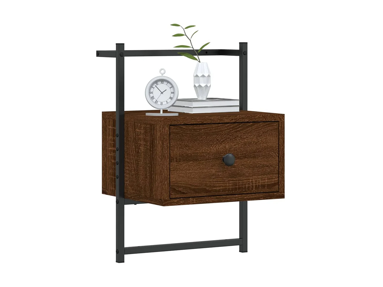 Table de chevet murale chêne brun 35x30x51 cm bois d'ingénierie QPD34914