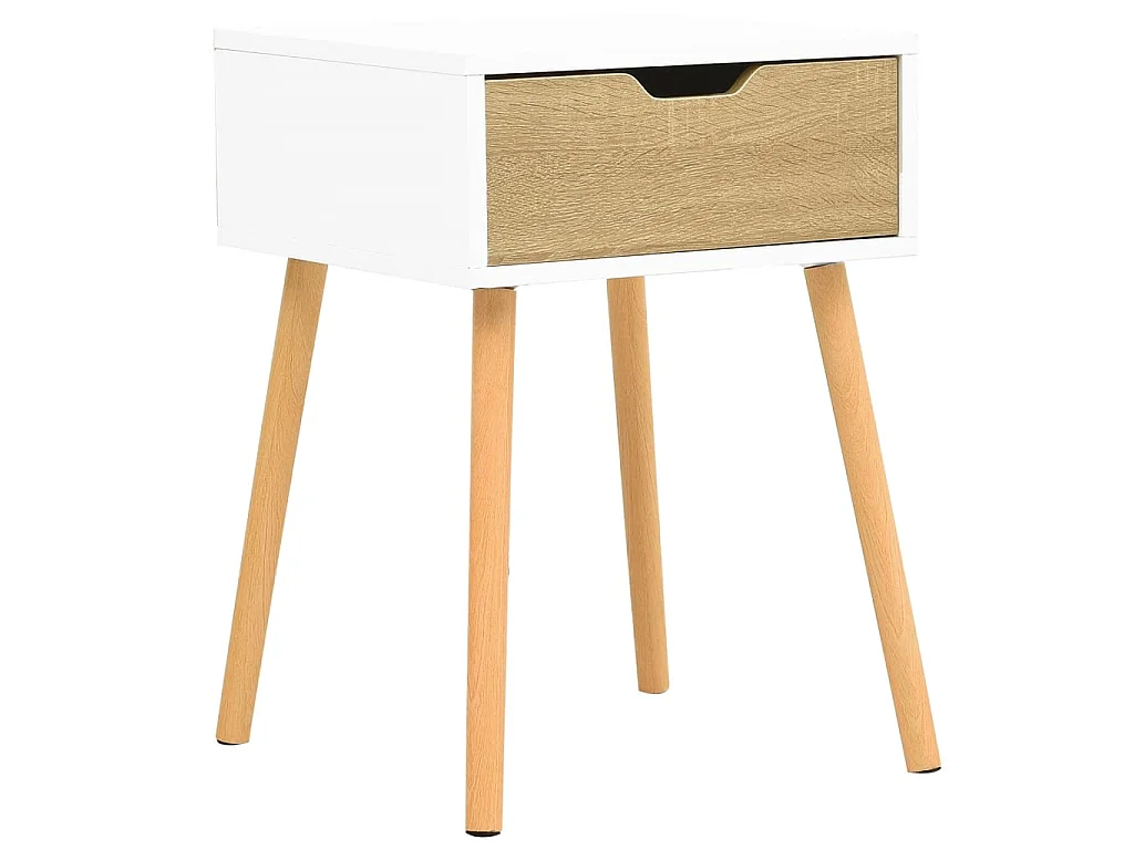 Table de chevet Blanc et chêne sonoma 40x40x56 cm Aggloméré KEFWE57936