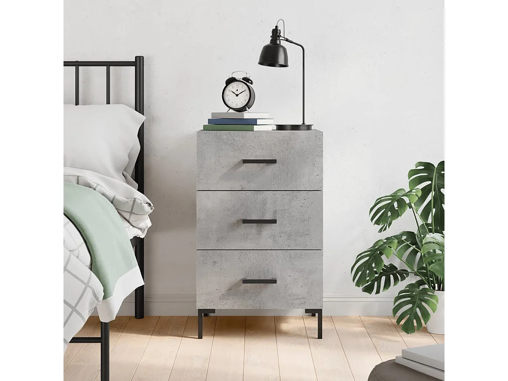 Table de chevet gris béton 40x40x66 cm bois d'ingénierie QPD34537
